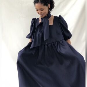 Monica by Monica Mahoney Linen Lulu Midi Dress in Black - Size Medium